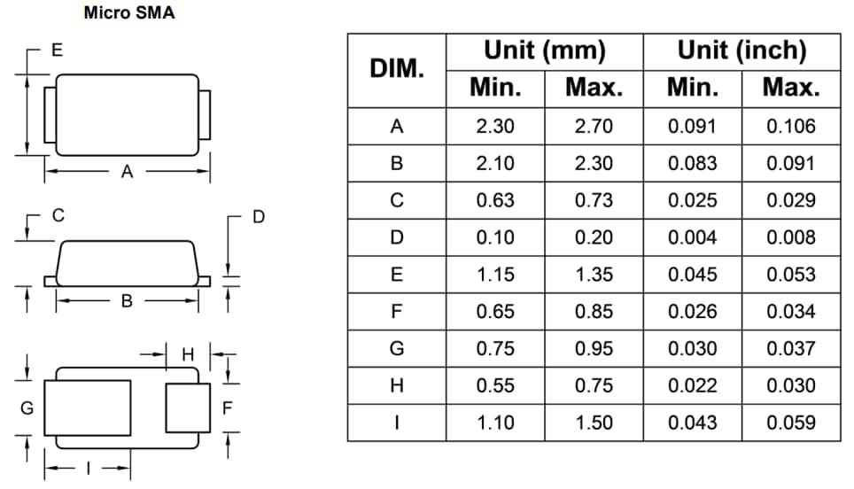 Mechanical Drawing - Taiwan Semiconductor TSU Trench Schottky Rectifiers